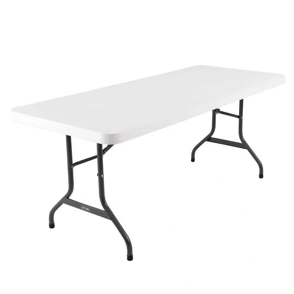 White 6 Foot Long Rectangular Plastic Folding Table
