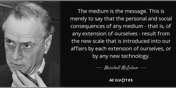 The Medium is the Message by Marshall McLuhan Quote 