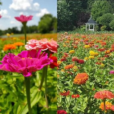 Yoga overlooking zinnia flower farm