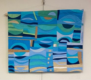 On the Beach. Improv Piecing. Machine quilted. 
26" x 21"