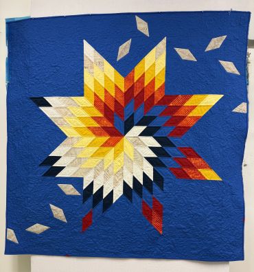 Constitutional Chaos. Front. Spiraling Lone Star. Machine quilted.
60" x 60"