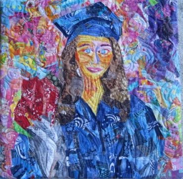 Celebrate. 
Art quilt. Collage. Machine quilted.