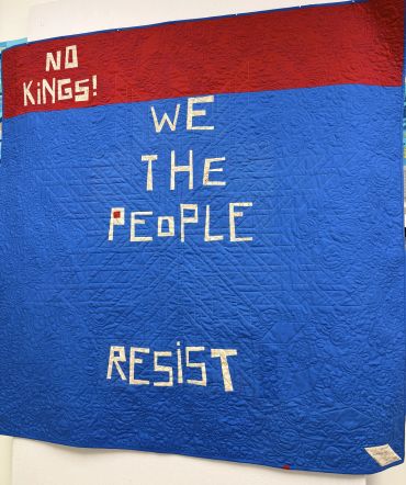 Constitutional Chaos. Back. Improv piecing. Machine quilting.
60" x 60"