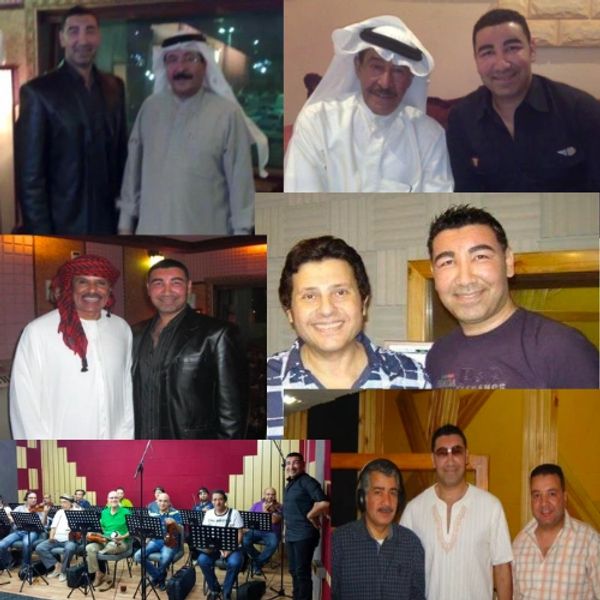 A collage of six photos featuring men in traditional and casual attire, some in a music studio.