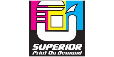 Logo for Superior Print On Demand with colorful design elements.