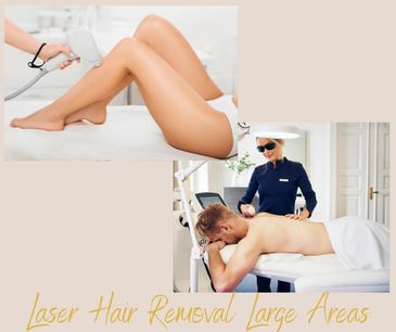 Professional laser hair removal sessions on legs and back in a modern clinic.