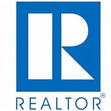 Blue and white REALTOR logo with stylized R.