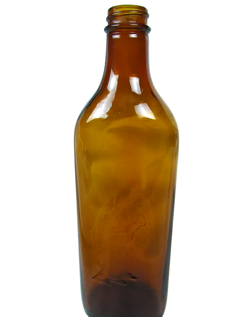 1930s 40s Scott's Emulsion Cod Liver Oil Amber Embossed 9" Bottle Man