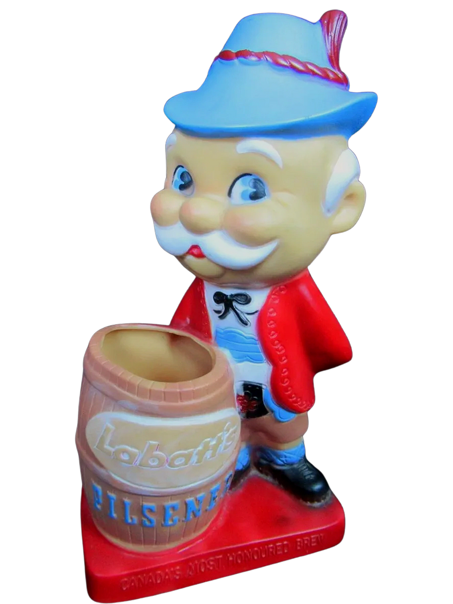 1960s-70s Plastic Labatt's Pilsener Lederhosen Man & Barrel Bar Advertising