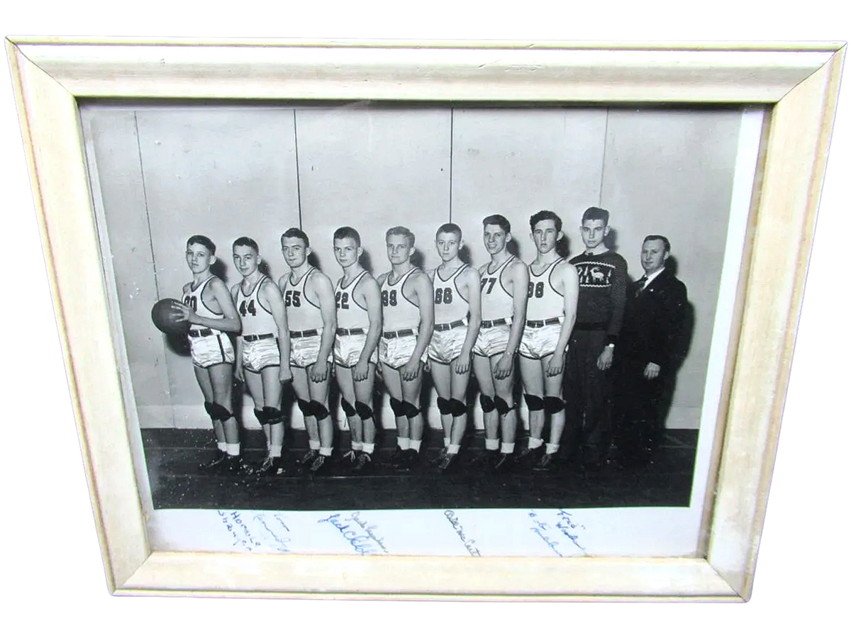 1940s Painted Post NY High School Basketball Team Photo