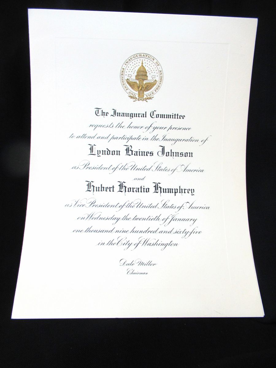 Original Lyndon B. Johnson 1965 Inauguration Invitation & Envelope