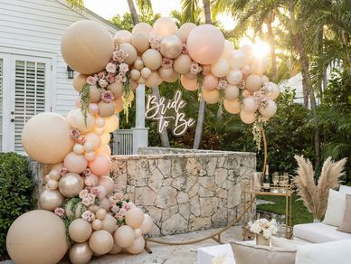 Key West bachelorette party decor
Bride to be balloons setup
Balloons arch with flowers
Nude balloon