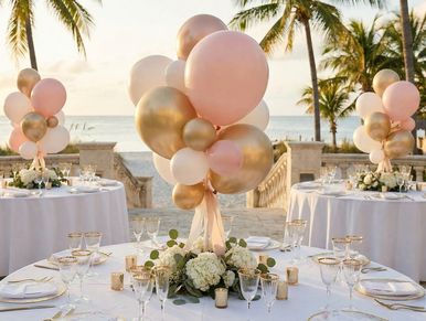 Key West Wedding centerpiece
Centerpiece balloons
Elegant wedding balloons
Birthday party balloons