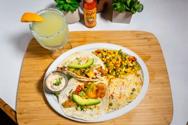 Closeup shot of delicious dish and a drink