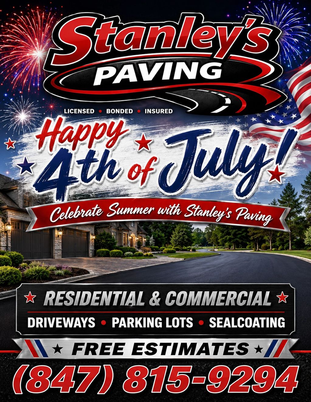 Stanley’s Paving Father’s Day promotion for asphalt paving and sealcoating services in Illinois