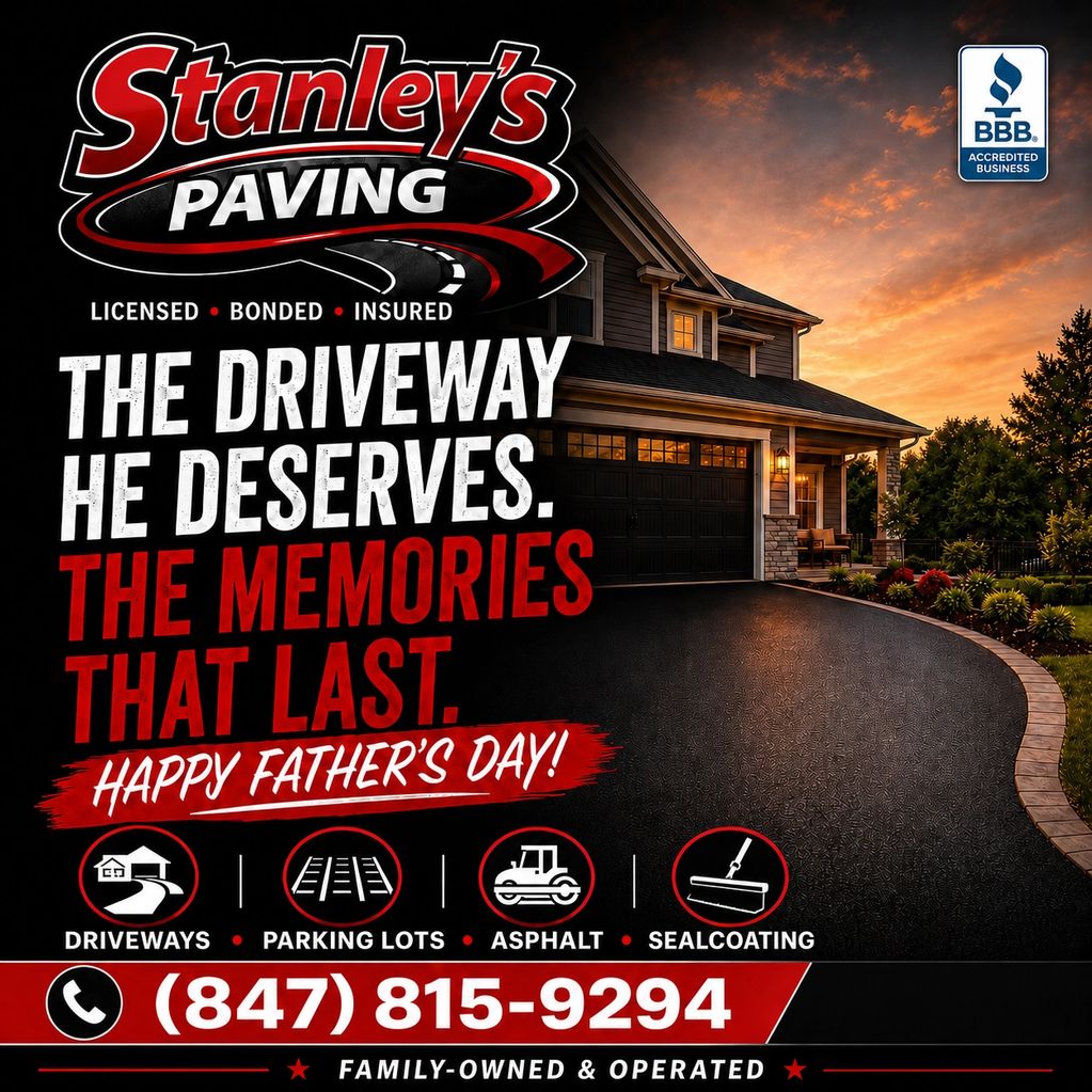 Stanley’s Paving promotion for asphalt paving and sealcoating services in Illinois