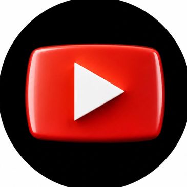 3D YouTube play button icon in black circle.