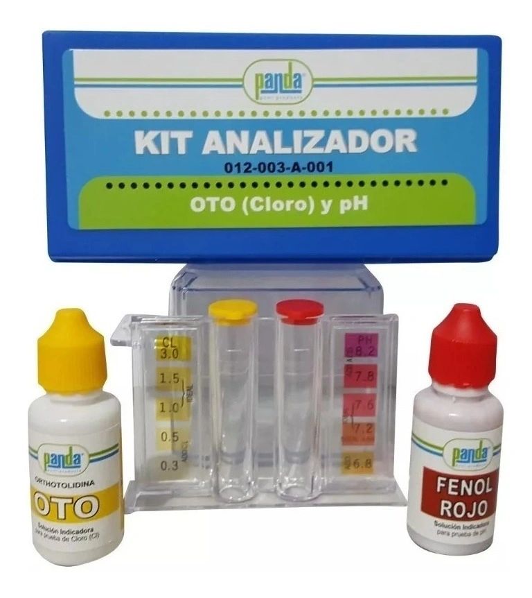Kit Analizador de 2 pasos marca Panda para medir Cloro - pH