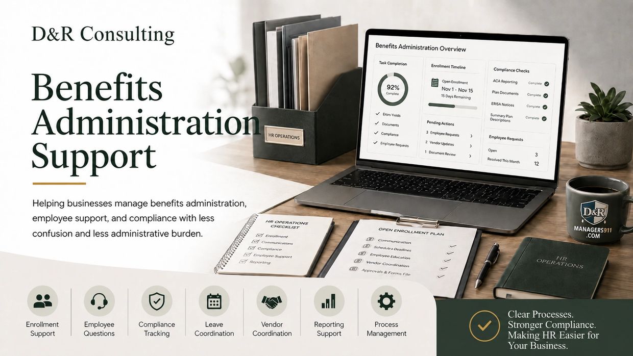 Benefits administration support services by D&amp;R Consulting for businesses.