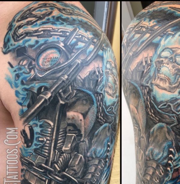 Ghostrider sleeve tattoo