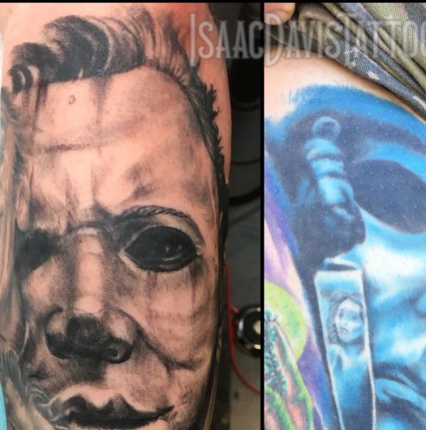 Michael myers tattoos about 13-14 yrs apart