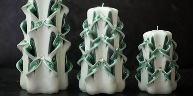 The Èlliance Engraved Wedding Pearl Candles Set