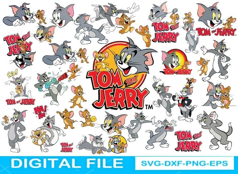 Tom and Jerry SVG Cut Files, Tom and Jerry Vector ClipArt - SVG PNG Files