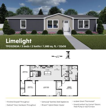 Modern three-bedroom house with floor plan layout and garden.