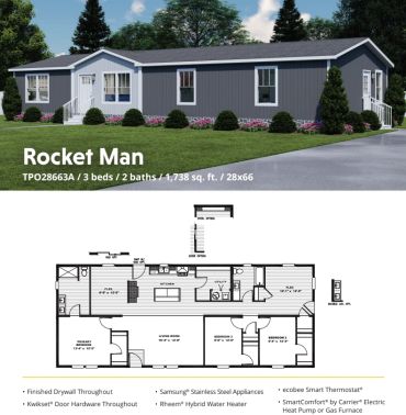 Modern single-story home with floor plan.