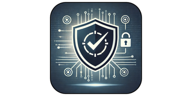 Digital shield with checkmark symbolizing cybersecurity and protection.