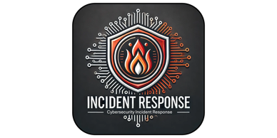 Logo with shield, flame, and circuit design for Incident Response in cybersecurity.