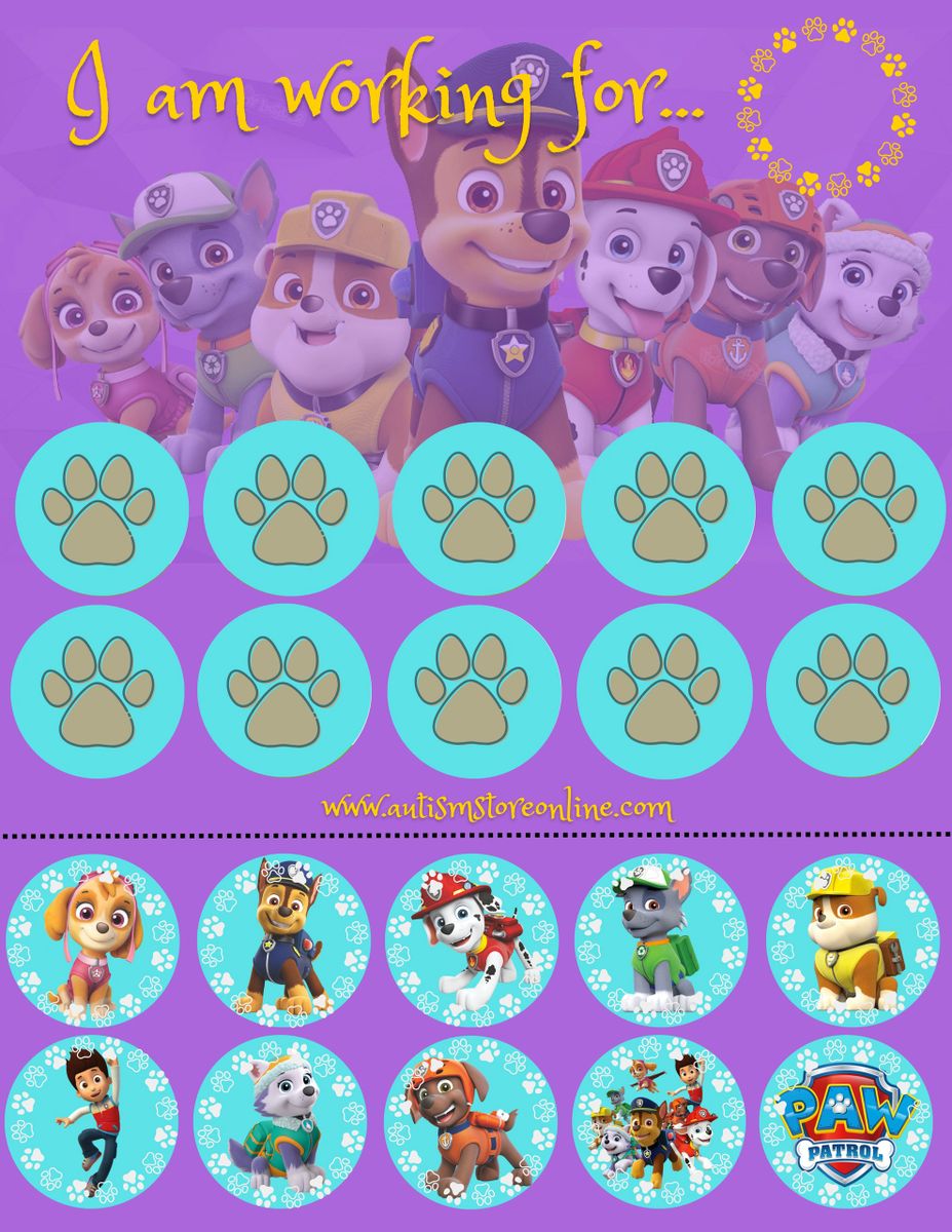 Paw Patrol Token Board, Token Economy, Token Chart, Positive Discipline