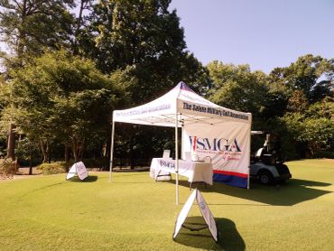Golf event tent on a sunny day