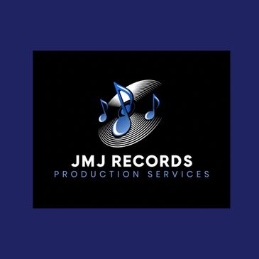 Logo of JMJ Records Production Services with musical notes and a vinyl record.
