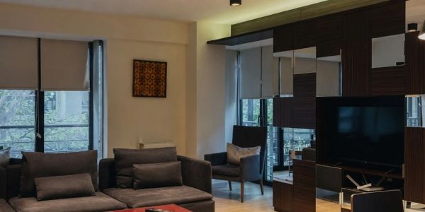 Living room of a serviced apartment at Deger 16 Residences on Ihlamur Yolu, Nişantaşı