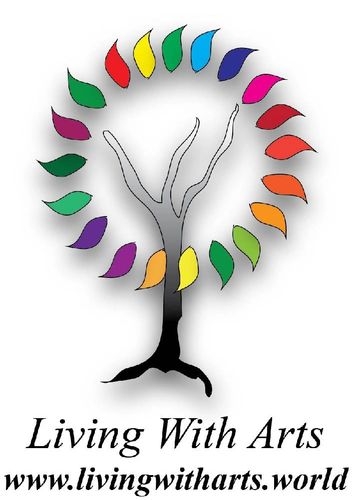 Living with Arts  Logo which has diverse colors symbolizing Art,  diversity & inclusiveness in life.