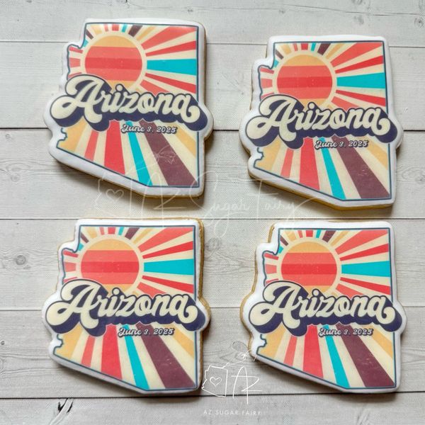 Custom Arizona event cookies made by AZ Sugar Fairy 