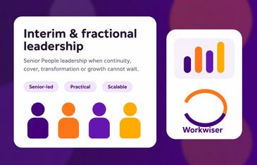 Graphic promoting interim and fractional leadership services.