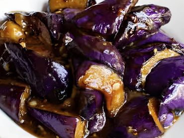 Chinese eggplant in a spicy garlic sauce