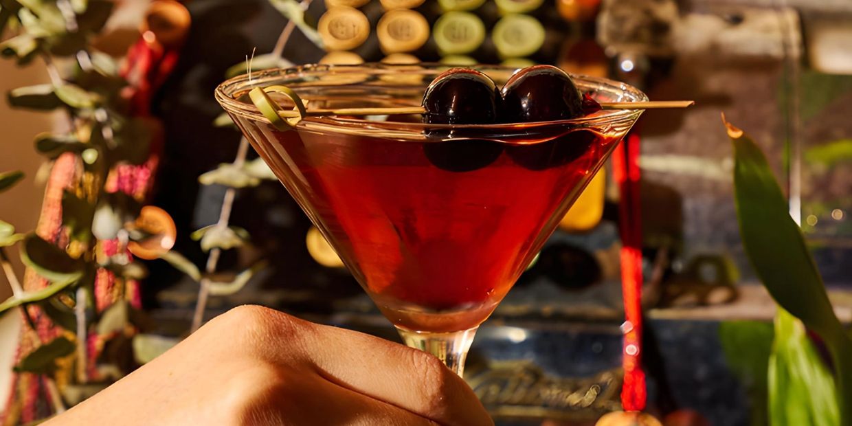 Cocktail with olives