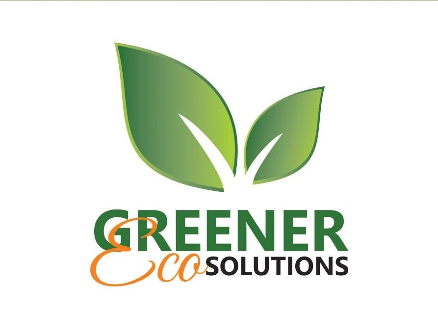 Logo with green leaves and text 'Greener Eco Solutions'.
