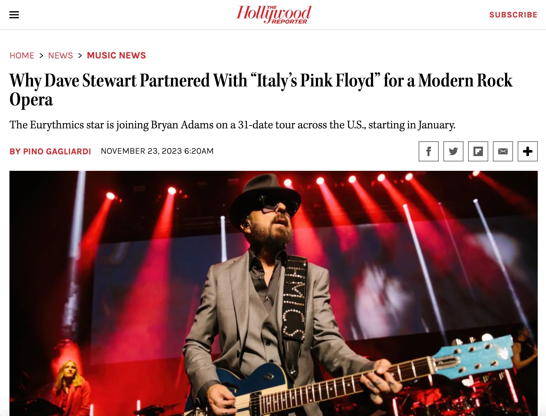 Hollywood Reporter

Why Dave Stewart Partnered With “Italy’s Pink Floyd” for a Modern Rock Opera
