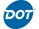 Logo with letters 'DOT' inside a blue oval shape.