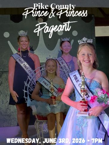 Four crowned girls holding trophies at the Pike County Prince &amp; Princess Pageant.