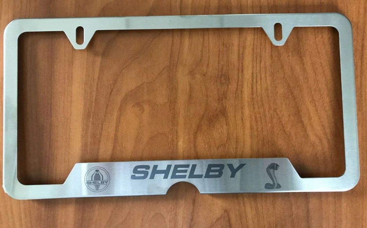 Licence Plate Frames 2X Shelby COBRA Laser Black Stainless Steel