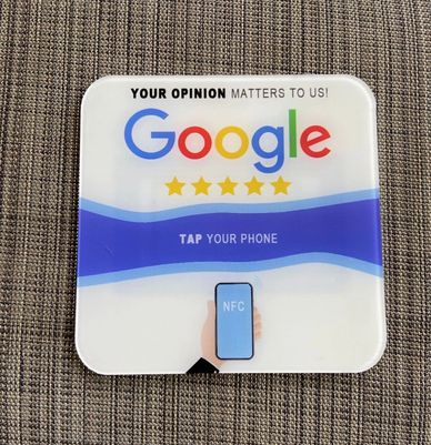 Google Reviews NFC Square Plate Adhesive Signs & QR Code. Medium size with adhesive back on sale now