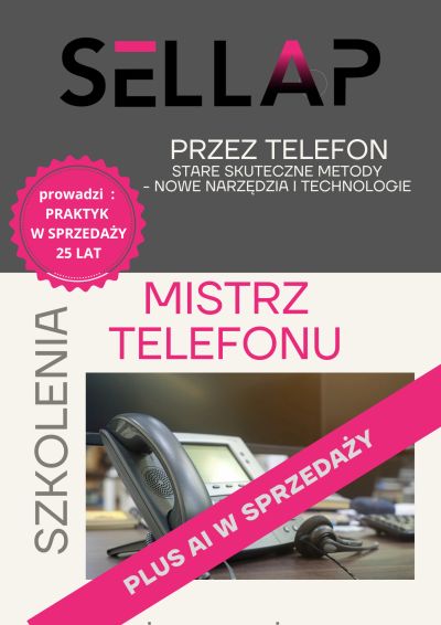 Cena szkolenia sprzedażowego"Mistrz Telefonu" z przyjazdem do zespołu - 2900 zł/ za całą grupę do 10