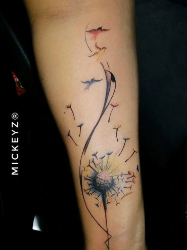 Pretty colourful forearm tattoo inked at Mickeyz Tattoo Studio, the best tattoo studio, Mumbai