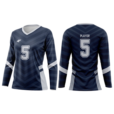 Custom 'Arrow' Women's Volleyball Jersey – Navy & White Striped Arrow Design | 4Front Athletics