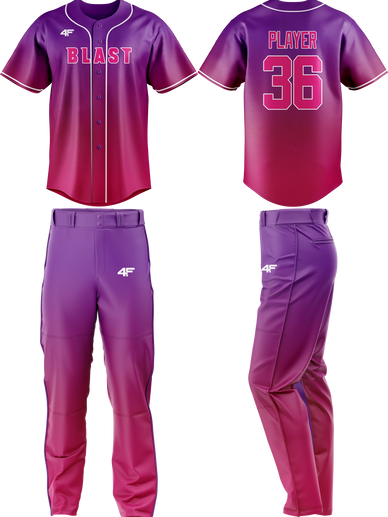 Custom 'Blast' Baseball Jersey & Pants – Purple & Pink Ombre Look | 4Front Athletics